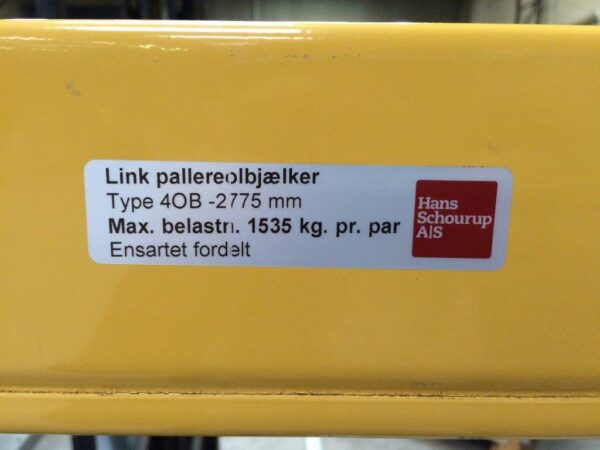 Bjælkeskilt 4 OB - 2775 mm