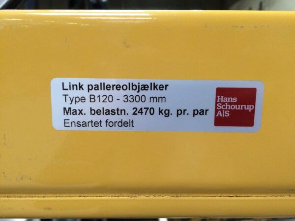 Bjælkeskilt B 120 - 3300 mm