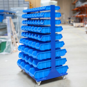 Transportabel boltreol inkl. 126 stk. HS-plastkasser