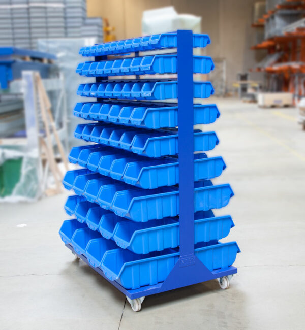 Transportabel boltreol inkl. 126 stk. HS-plastkasser