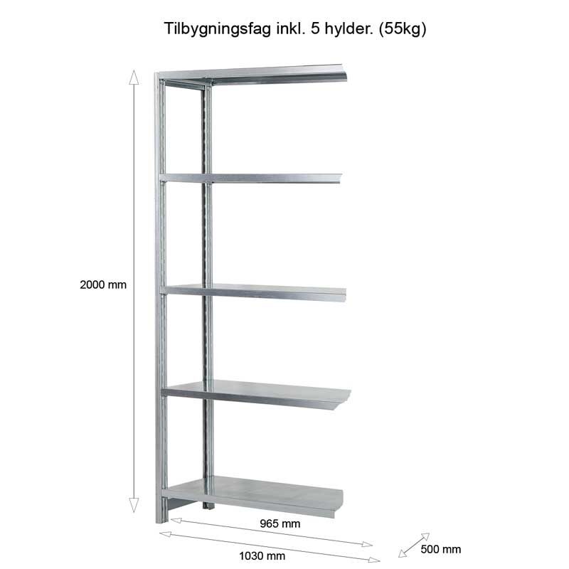 RosssG tilbygningsfag 2000x1030x500/55kg